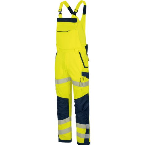 Vizwell Warnschutz-Latzhose Flex-HiVis VWT191 Gr. 52 leuchtgelb/marine
