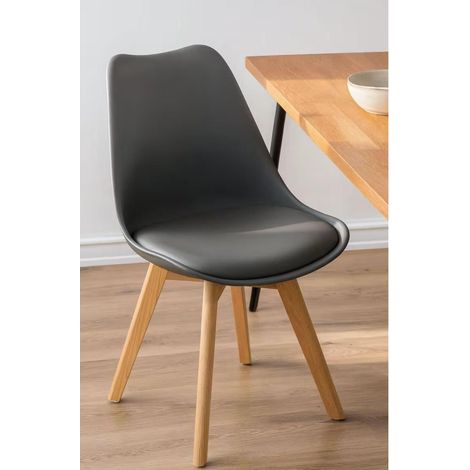 SIRIO Chair by ORION91 - Dining Room Chair in Dark Grey with Polypropylene Backrest, Faux Leather Padded Seat, Beech Wood Legs, Nordic Style, 81x48x54 cm, Ergonomic Design, Perfect for Kitchen, Office (1/5)