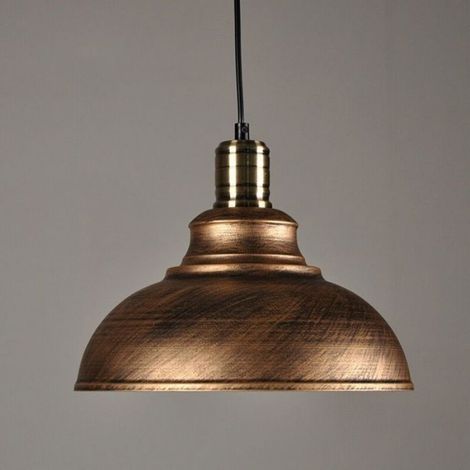 Lot de 2 Suspension Luminaire Industrielle Lustre Plafonnier Vintage E27 Rétro Lampe de de Plafond,Diamètre 29cm (Rouille Cuivre) (1/2)