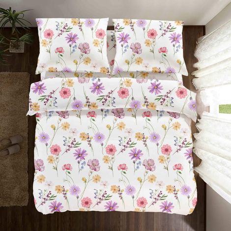 PARURE DE LIT EN COTON 140x200 FLEURS PEINTES (1/4)