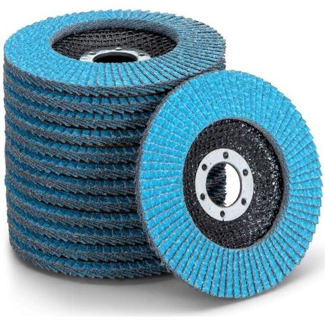 10 pièces Compartiment à disques,Acier inoxydable Disque de ponçage Disque à lamelles Disque de polissage Bleu Ø 125 mm Alésage 22 mm - 120 grains