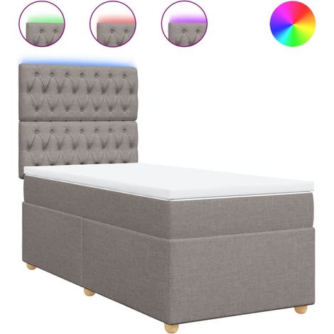 Maison Exclusive - Sommier à lattes de lit avec matelas Taupe 100x200 cm Tissu (1/5)