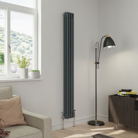 Warmehaus Traditional Triple Column Anthracite Radiator Cast Iron Style Radiators 1800x202mm