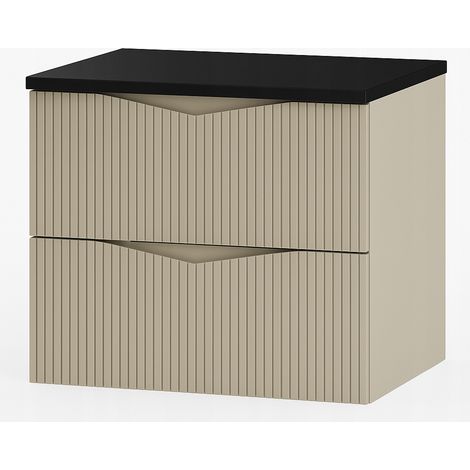 Meuble sous vasque suspendu CLEO beige 60 cm avec plan noir