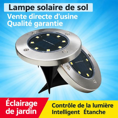 Spot solaire de sol à enterrer en acier inoxydable 8 LED lumière chaude balise extérieur jardin allée 0,5W 200 g – Livraison gratuite (1/5)