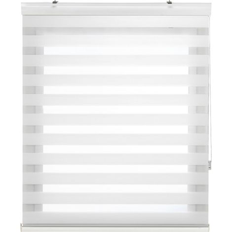 Blindecor Vela tenda a rullo in doppio strato notte e giorno con cassonetto in alluminio  Bianco sporco, tenda per interne 120 x 180 cm (Larghezza x Altezza)  Dimensioni del tessuto 117 x 175 cm (1/5)