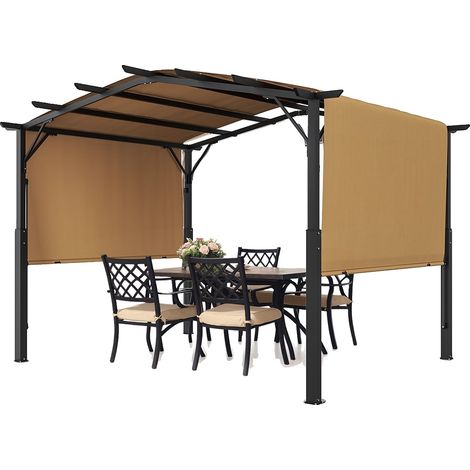 Pérgola exterior VEVOR de 3x3 metros, de metal, con techo arqueado, toldo retráctil, ideal para patio o jardín. (1/2)