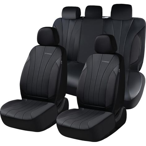 Housses de siège Ensemble Complet, 5 sièges imperméable Cuir Automobile protecteurs de siège, Avant et arrière couvertures de siège, Universel Fit pour la Plupart des Voitures SUV, camions (1/5)
