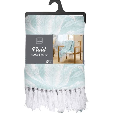 Plaid à franges 125 x 150 cm – Coton/Polyester Imprimé Hera (1/4)