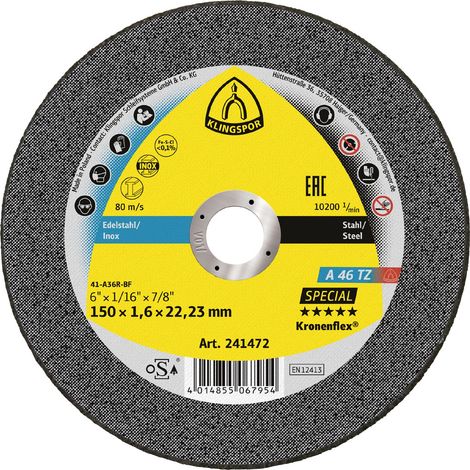 Klingspor A 46 TZ Special 241472 Trennscheibe gerade 150 mm 25 St. Edelstahl, Stahl