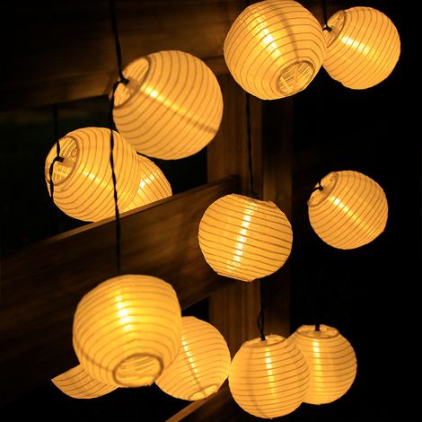 Solarbetriebene Lichterkette für den Außenbereich, wasserdicht, ideal für die Terrassendekoration (warmes Licht, 6,5 Meter, 30 Lichter) (1/5)