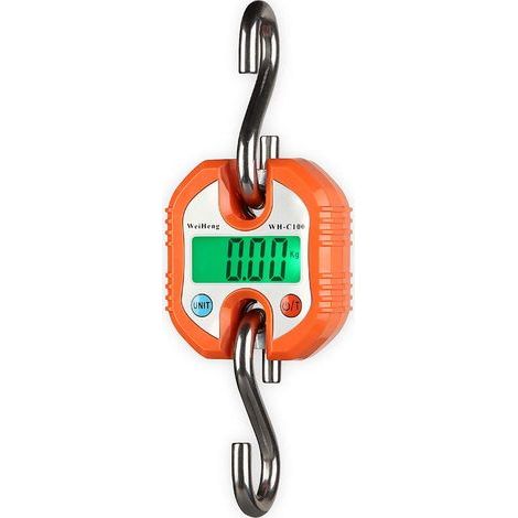 Pèse-bagages numérique - 3 unités de mesure - Valeur en deux parties (0-100 kg/50 g, 100-150 kg/100 g, orange) (1/5)