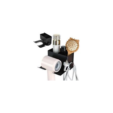 Support de sèche cheveux sans perçage Support mural pour sèche cheveux Support mural avec support de prise et rangement Support pour sèche cheveux de salle de bain sans perçage