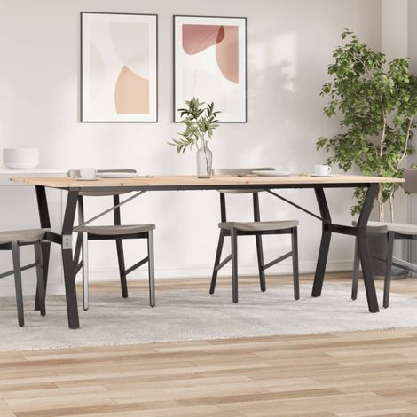 vidaXL Table à manger cadre en Y 200x100x75cm bois de pin massif acier (1/5)