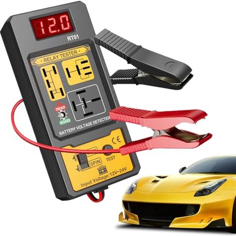Kit de test relais batterie auto,Outil diagnostic tension avec câbles à pinces - Testeur Diagnostic pour Relais 12V & 24V,Pour Voitures Berlines Camions Pick-up Monospaces Motos (1/5)