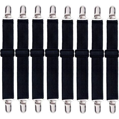 Lot de 8 sangles de drap de lit, clips de sangles de drap-housse réglables (1/4)