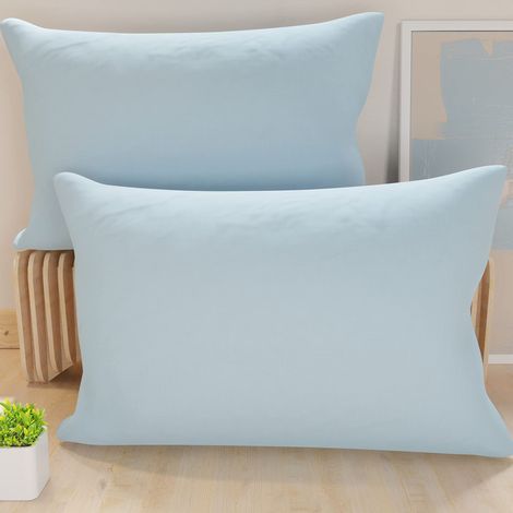 Lot de 2 Taies d'oreiller de Lit 80x40 cm, Housses de Coussin Unies Couleur Céleste, Taie Oreiller 100% Microfibre Hypoallergénique