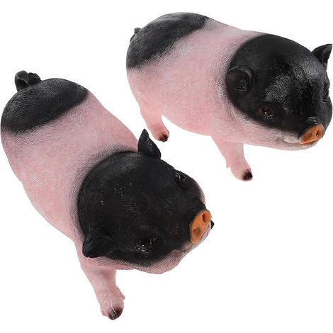 Statues de cochons d'extérieur, figurines d'animaux en résine, décoration intérieure pour bureau ou maison, 14 x 14 x 9 cm (lot de 2) (1/5)