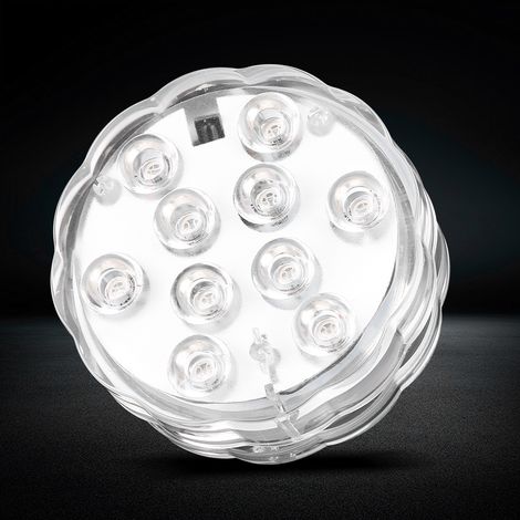 Lámpara LED para acuario, resistente al agua y con control remoto: iluminación subacuática con certificación IP68, 10 LED y 16 opciones de cambio de color para acuarios, piscinas y jarrones. (1/5)