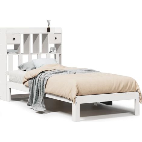 Maison Exclusive - Massivholzbett mit Regal ohne Matratze Weiß 90