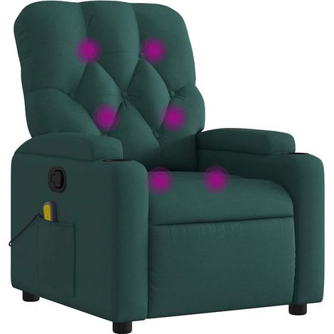 Maison Exclusive - Sillón de masaje reclinable de tela verde oscu