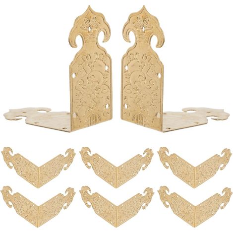 8 protège-coins décoratifs, laiton, style vintage, pour meubles (1/5)