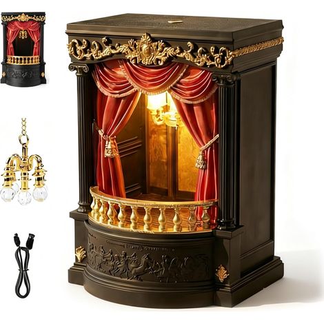 Vitrine d'opéra miniature avec lumière, boîte murale 3D pour boîte mystérieuse, style théâtre vintage, boîte de chambre miniature, étagère murale décorative (1/5)