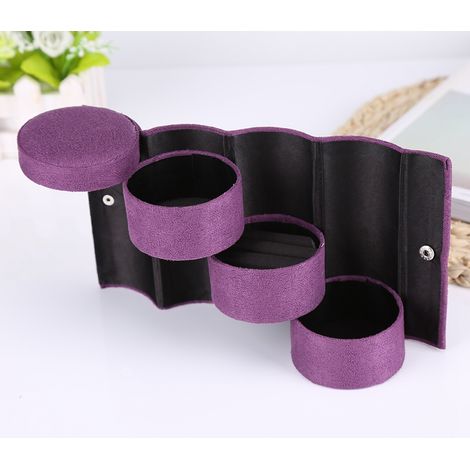 Dreistöckige, zylindrische Schmuckaufbewahrungsbox, tragbarer Organizer in Lila, ideales Geschenk für Frauen und Mädchen, wasserdicht und leicht (1/5)