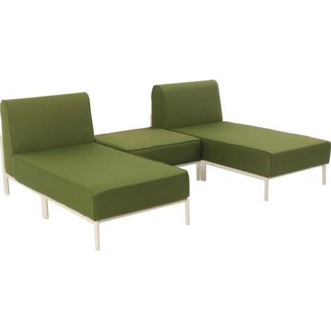 Salon de jardin bas modulable uni 3 places vert kaki - Patio (1/5)