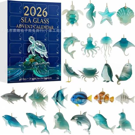2026 SEA GLASS ADVENT CALENDAR Christmas Advent Calendar Acrylic Keychain - GJ853-02 -