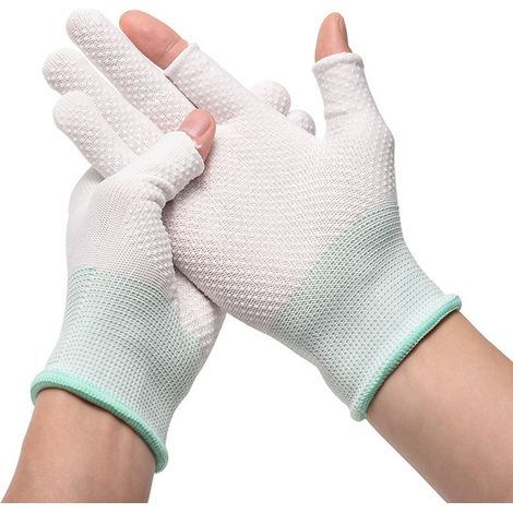 10 paires de gants légers sans doigts pour hommes et femmes, gants de travail demi-doigts fins et respirants pour la musculation, l'escalade, le cyclisme et le fitness (Blanc) Taille unique (1/4)