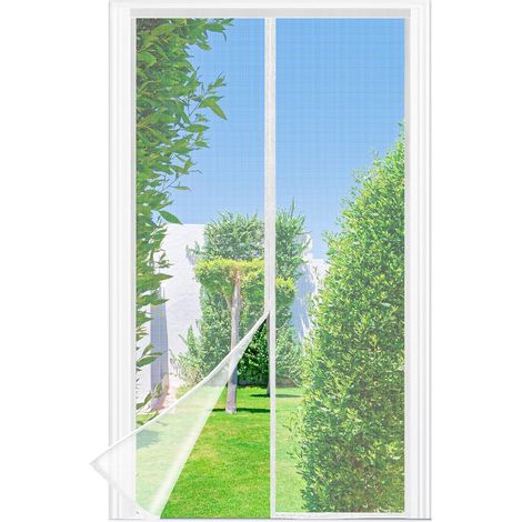 Moskitonetz für Türen und Fenster, 70 x 200 cm – Feinmaschiges, weißes Fliegengitter, selbstschließend, der Klettverschlussstreifen am oberen Rand des Magnetverschlusses wurde auf 3,8 cm verbreitert. (1/5)