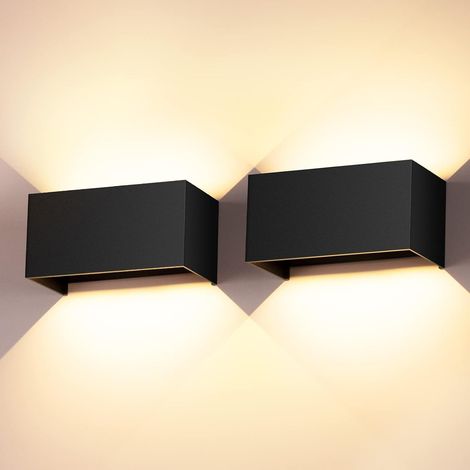Aplique LED de pared para interior de 24 W, paquete de 2, impermeable, IP65, ángulo de haz ajustable, moderno, blanco cálido 3000 K [Clase energética E] (1/5)