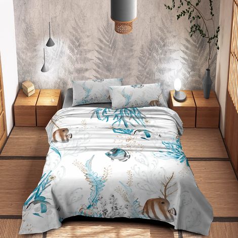 Completo Letto Lenzuola 100% Cotone Set Lenzuolo Moderno Sotto Sopra Federe Due Stampe In Altissima Definizione Dis8Dreams - Matrimoniale