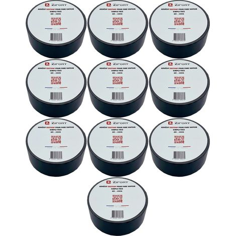 10 Rouleaux Adhésif Membrane pare-vapeur simple face 40m X 60mm - Zifort