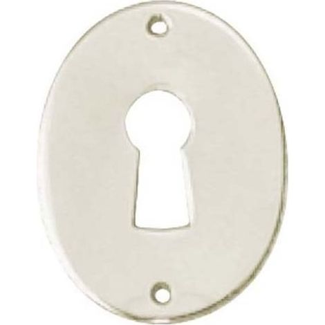 Entrée ovale laiton nickel mat - Hauteur : 40 mm - Décor : Nickel mat - Largeur : 30 mm - DUBOIS