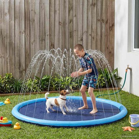 vidaXL Tapis de Splash pour Enfants et Chiens Bleu Ø200 x 9 cm PVC