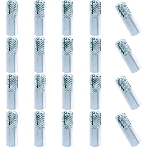 Lot de 20 chevilles moletées en acier au carbone plaqué zinc de qualité supérieure pour béton massif - 7,9 mm (1/5)