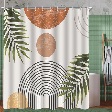 Duschvorhang antischimmel wasserabweisend Blätter Linie 180 x 170 cm (1/5)