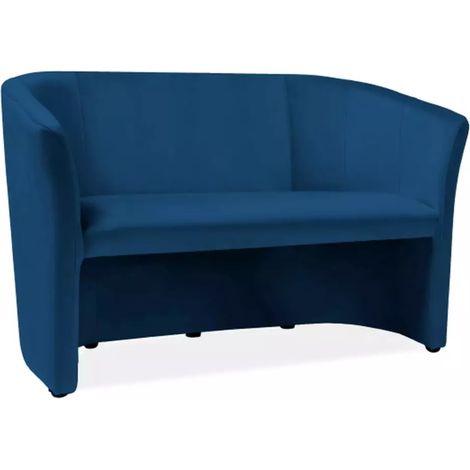 Canapé cabriolet élégant TISSO velours bleu 2 places (1/2)