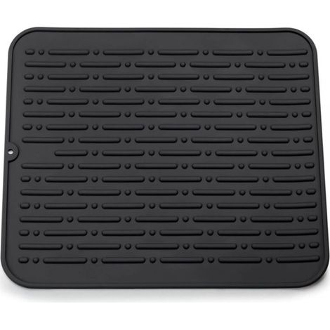 Grand tapis d'égouttage en silicone pour cuisine 45 x 40 cm (noir) (1/5)