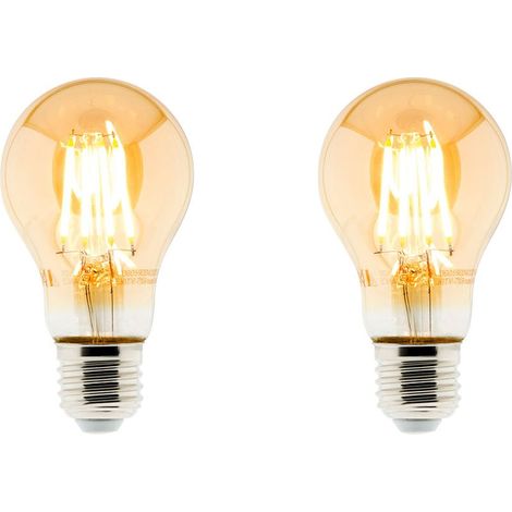 Lot de 2 ampoules déco filament LED ambrée 4W E27 2500K - (1/3)