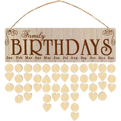 Calendrier mural en bois, ornement original pour les anniversaires (1/5)