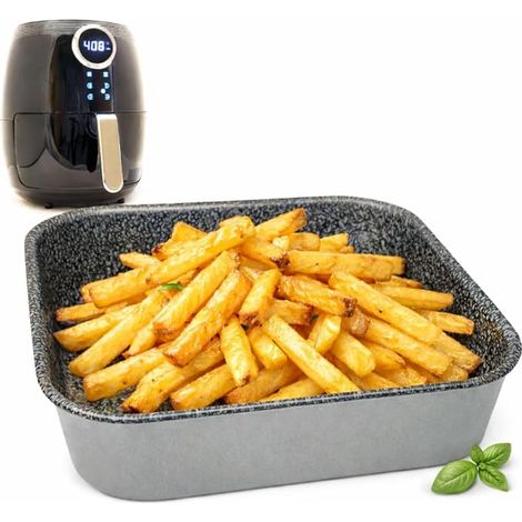 Plancha - Plaque de Cuisson 20x20 CM Plaque Friteuse à Air Chaud Carrée Lavable au Lave-vaisselle Aluminium Effect Plaque de Cuisson 21x21CM (1/5)
