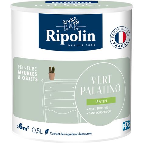 Peinture pour meubles et objets - Vert Palatino - Finition satinée - Ripolin - 0,5 L (1/5)