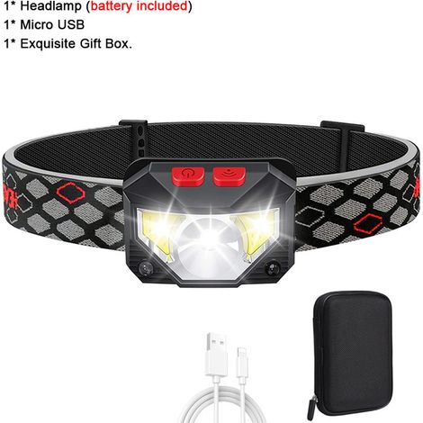Lampada Frontale LED, Confezione da 2 Torcia Frontale Super Luminosa con Sensore di Movimento 1500 Lumen 10 Modalità Lampada Frontale 1200mAh Torcia Impermeabile Ricaricabile USB Campeggio Escursionis (1/5)