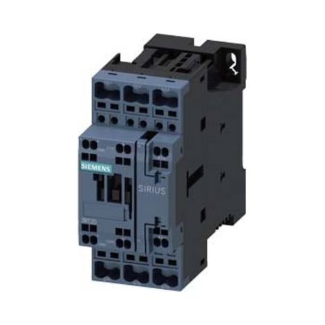 Siemens Contactor, AC-3e, 17 A/7,5 kW/400V, 3 polos, DC 24V, 1S+1Ö, Conexión por resorte, 3RT20252BB40