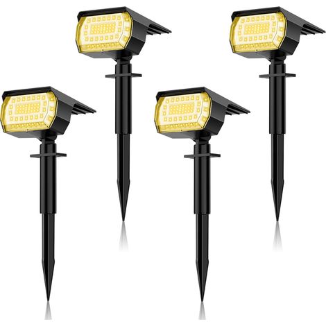 Lot de projecteurs solaires, 57 LED, lumière blanche chaude 3000K, IP65, pour jardin, pelouse, allée (1/5)