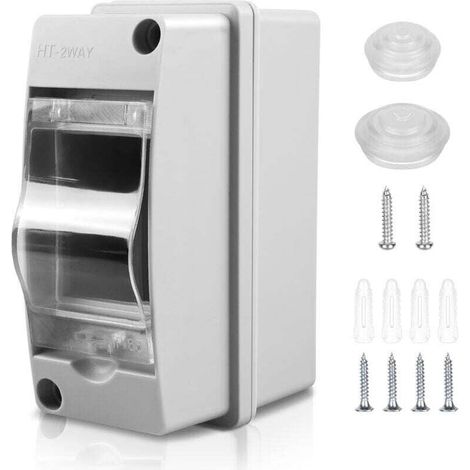 Coffret Electrique Etanche Exterieur Boîtier: Boîte Etanche Electrique Exterieur IP65, Tableau Electrique 1 Rangée, Boîtier Electrique Etanche, Coffret Electrique 2 Modules Pour Disjoncteur Mural (1/4)