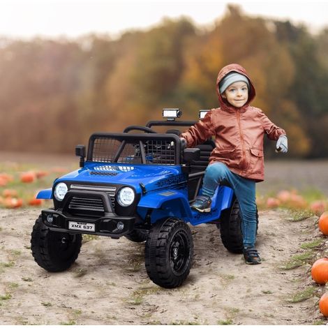 Auto elettrica per bambini 12 V con telecomando, LED, clacson, 2 motori, blu OKMYHOME (1/5)